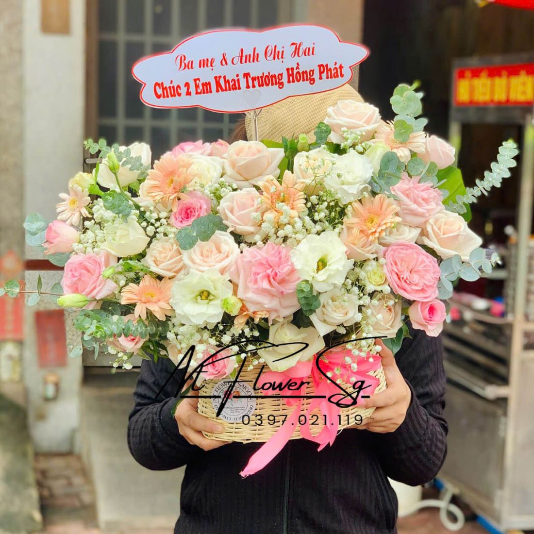 Giỏ hoa tươi Hòng kEM GH02